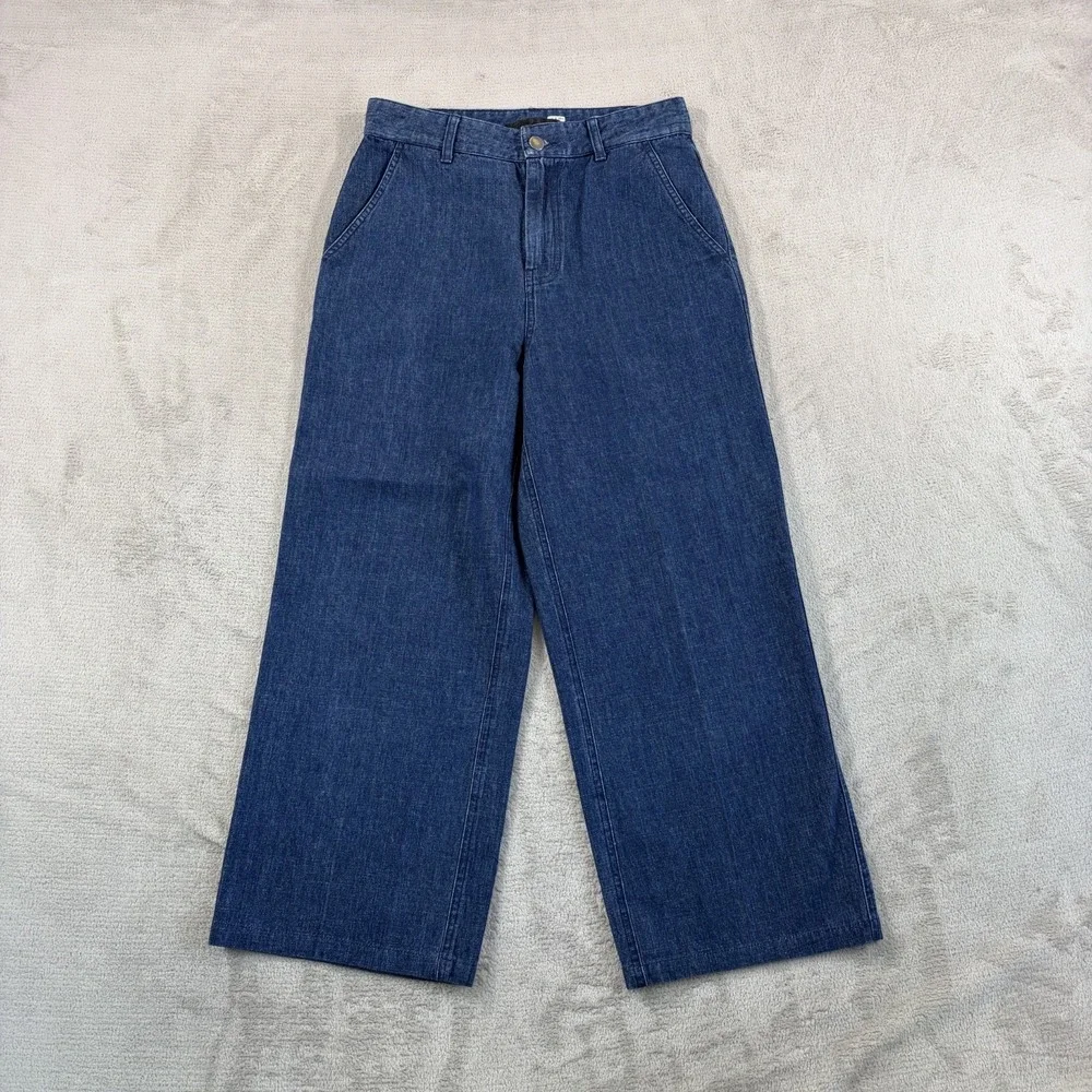 JENNI KAYNE Wide Leg Trouser Pants Jeans in Blue Women 0 High Rise Designer $345